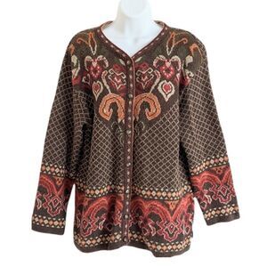 VINTAGE Grandma Core Cardigan Ilan I Wool Cotton Blend Size M @U